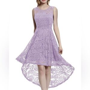 Muadress Y2K Style Retro Lace High-Low Light Lilac Dress Size Medium